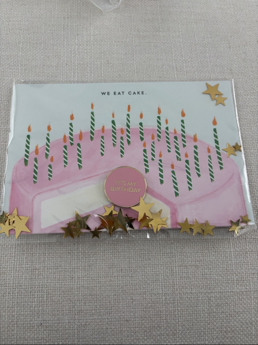 kate spade ♠️ “it’s my birthday” pink and gold pin. New in original packaging.